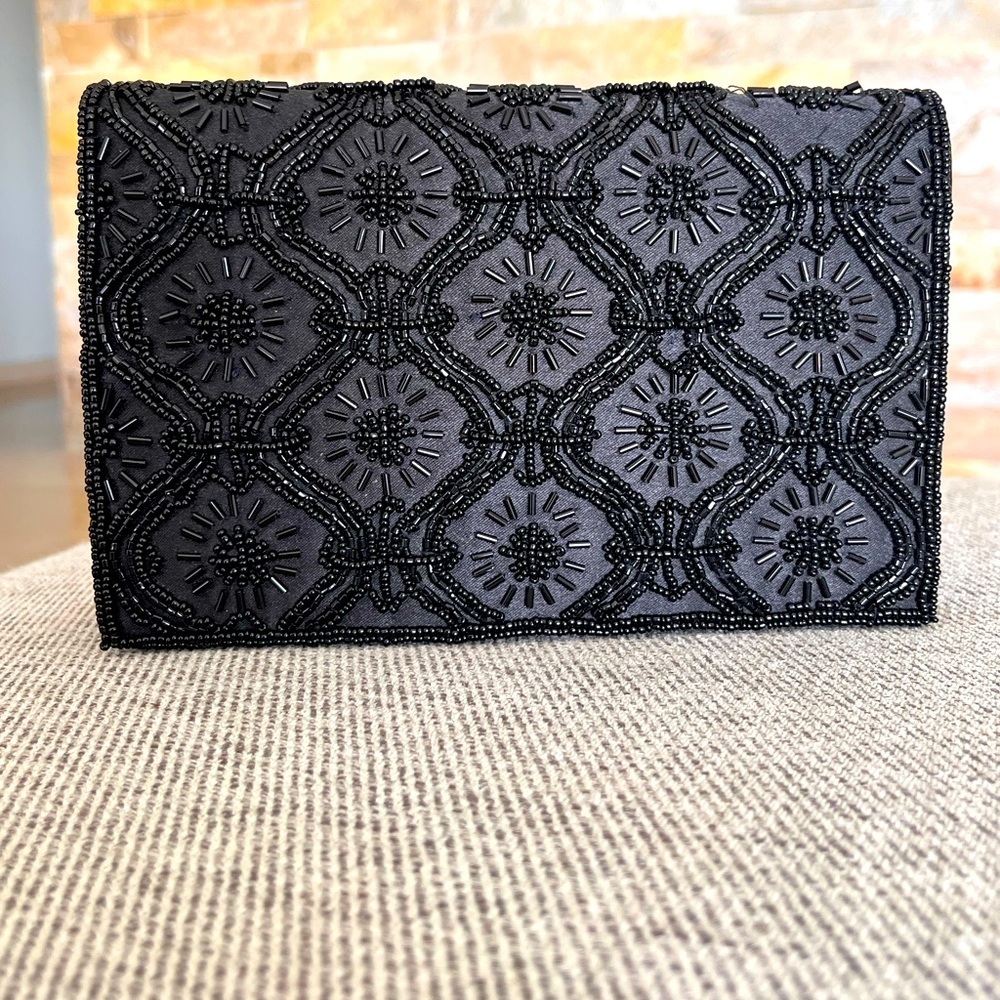 Black Embroidered Cocktail Purse